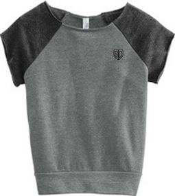 Short Sleeve Pullover Sweatshirt, Grey/Black